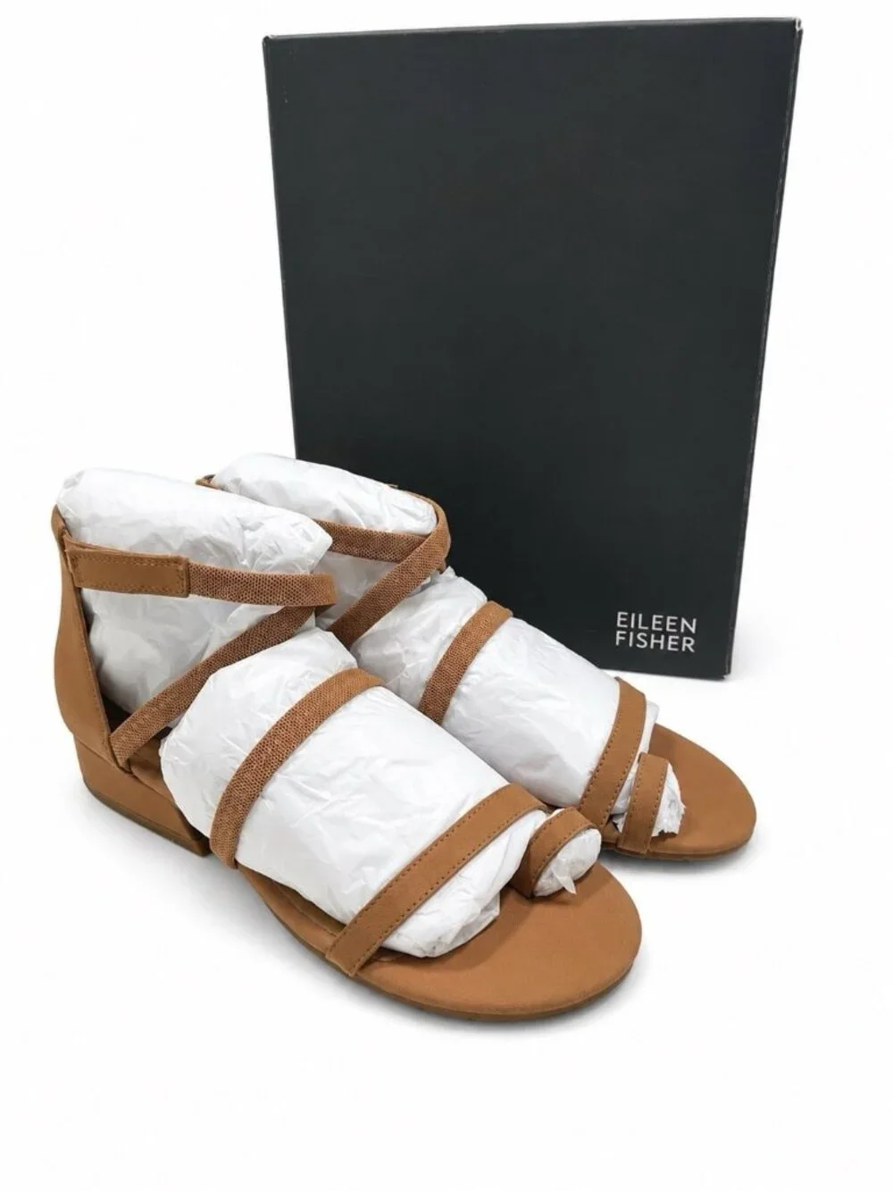 Eileen Fisher Emily Sandal Women Size 8.5 Wheat Tan Nubuck Minimalist Travel NWT